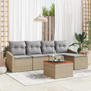 vidaXL Tuinbank Set met kussen 6 pcs Zwart poly rattan
