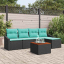 vidaXL Tuinbank Set met kussen 6 pcs Zwart poly rattan