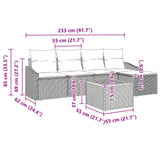 vidaXL Tuinbank Set met kussen 6 pcs Zwart poly rattan