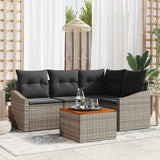 vidaXL Tuinbank Set met kussen 5 pcs Zwart poly rattan