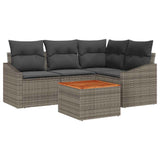 vidaXL Tuinbank Set met kussen 5 pcs Zwart poly rattan
