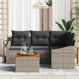 vidaXL Tuinbank Set met kussen 5 pcs Zwart poly rattan