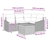 vidaXL Tuinbank Set met kussen 5 pcs Zwart poly rattan