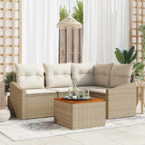 vidaXL Tuinbank Set met kussen 5 pcs Zwart poly rattan