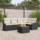vidaXL Tuinbank Set met kussen 6 pcs Zwart poly rattan