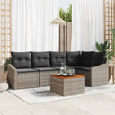 vidaXL Tuinbank Set met kussen 6 pcs Zwart poly rattan