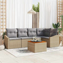 vidaXL Tuinbank Set met kussen 6 pcs Zwart poly rattan