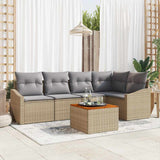 vidaXL Tuinbank Set met kussen 6 pcs Zwart poly rattan
