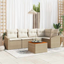 vidaXL Tuinbank Set met kussen 6 pcs Zwart poly rattan