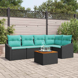 vidaXL Tuinbank Set met kussen 6 pcs Zwart poly rattan