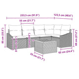 vidaXL Tuinbank Set met kussen 6 pcs Zwart poly rattan