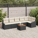 vidaXL Tuinbank Set met kussen 7 pcs Zwart poly rattan