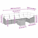 vidaXL Tuinbank Set met kussen 7 pcs Zwart poly rattan