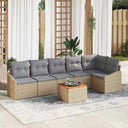 vidaXL Tuinbank Set met kussen 7 pcs Zwart poly rattan