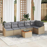 vidaXL Tuinbank Set met kussen 7 pcs Zwart poly rattan