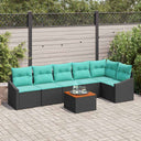 vidaXL Tuinbank Set met kussen 7 pcs Zwart poly rattan