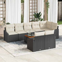 vidaXL Tuinbank Set met kussen 9 pcs Zwart poly rattan