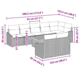 vidaXL Tuinbank Set met kussen 9 pcs Zwart poly rattan