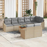 vidaXL Tuinbank Set met kussen 9 pcs Zwart poly rattan