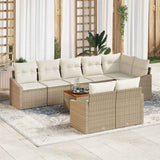 vidaXL Tuinbank Set met kussen 9 pcs Zwart poly rattan
