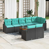 vidaXL Tuinbank Set met kussen 9 pcs Zwart poly rattan