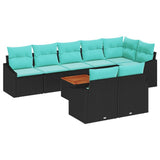 vidaXL Tuinbank Set met kussen 9 pcs Zwart poly rattan