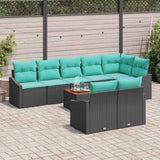 vidaXL Tuinbank Set met kussen 9 pcs Zwart poly rattan