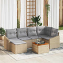 vidaXL Garden Sofa Set with cushions 7 pcs Black poly rattan