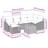 vidaXL Tuinbank Set met kussen 7 pcs Zwart poly rattan