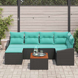 vidaXL Tuinbank Set met kussen 7 pcs Zwart poly rattan