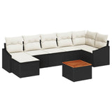 vidaXL Tuinbank Set met kussen 8 pcs Zwart poly rattan