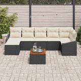 vidaXL Tuinbank Set met kussen 8 pcs Zwart poly rattan