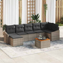 vidaXL Tuinbank Set met kussen 8 pcs Zwart poly rattan