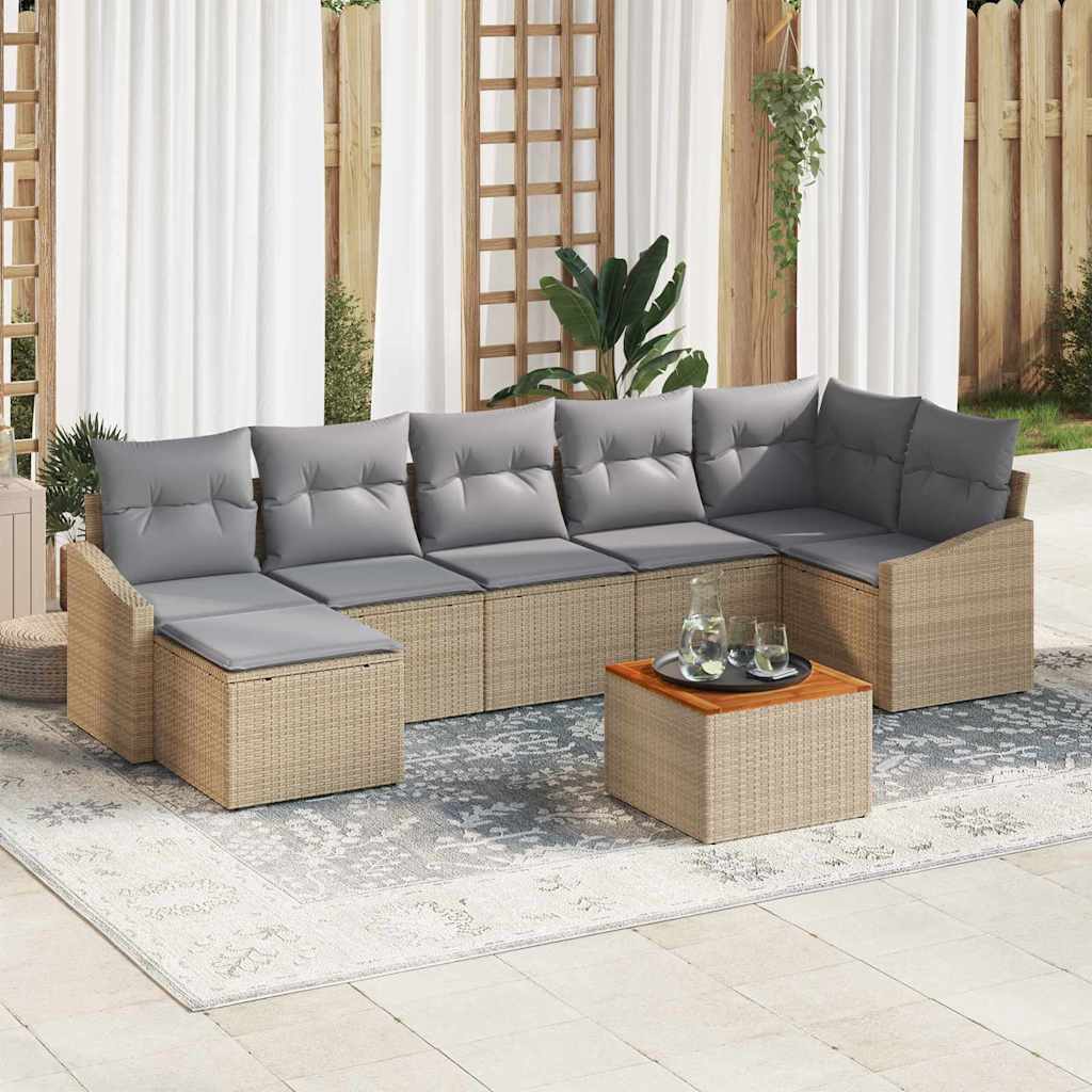 vidaXL Tuinbank Set met kussen 8 pcs Zwart poly rattan