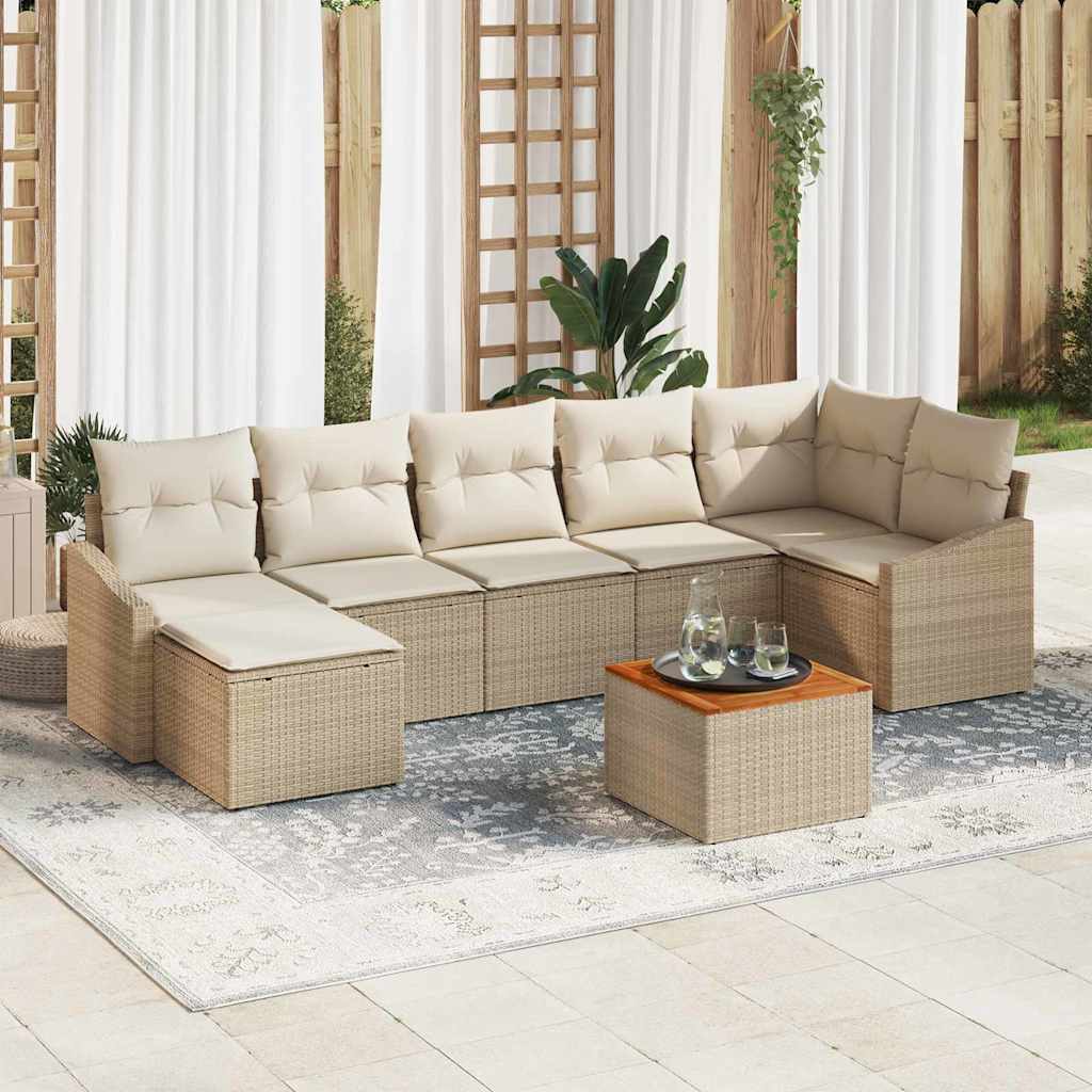 vidaXL Tuinbank Set met kussen 8 pcs Zwart poly rattan