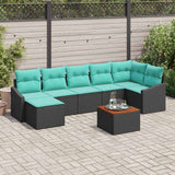 vidaXL Tuinbank Set met kussen 8 pcs Zwart poly rattan