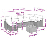 vidaXL Tuinbank Set met kussen 8 pcs Zwart poly rattan