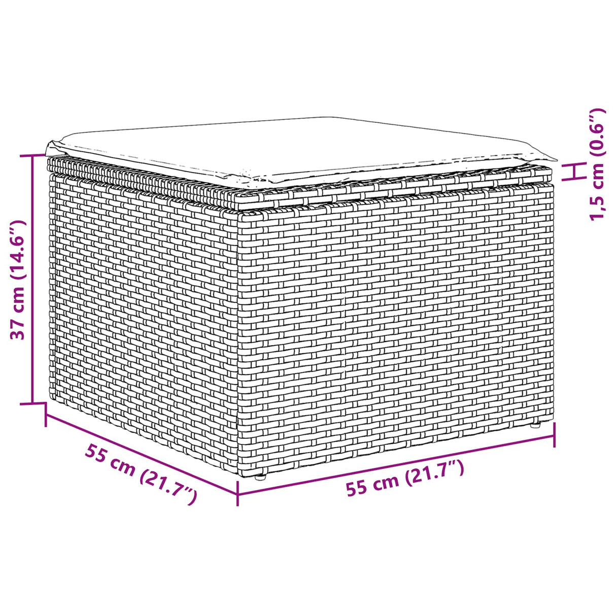 vidaXL Tuinbank Set met kussen 8 pcs Zwart poly rattan