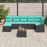 vidaXL Tuinbank Set met kussen 8 pcs Zwart poly rattan