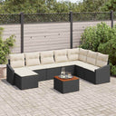 vidaXL Garden Sofa Set with cushions 9 pcs Black poly rattan