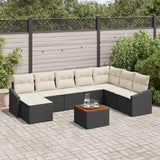vidaXL Garden Sofa Set with cushions 9 pcs Black poly rattan