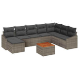 vidaXL Garden Sofa Set with cushions 9 pcs Black poly rattan
