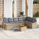 vidaXL Garden Sofa Set with cushions 9 pcs Black poly rattan