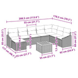 vidaXL Tuinbank Set met kussen 9 pcs Zwart poly rattan