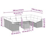 vidaXL Tuinbank Set met kussen 10 pcs Zwart poly rattan