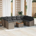 vidaXL Tuinbank Set met kussen 10 pcs Zwart poly rattan