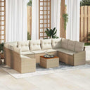 vidaXL Tuinbank Set met kussen 10 pcs Zwart poly rattan