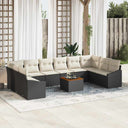 vidaXL Tuinbank Set met kussen 11 pcs Zwart poly rattan