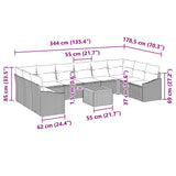 vidaXL Tuinbank Set met kussen 11 pcs Zwart poly rattan