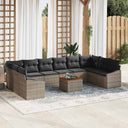 vidaXL Tuinbank Set met kussen 11 pcs Zwart poly rattan